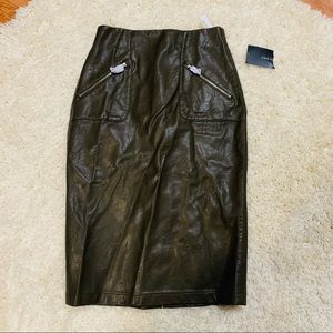 NWT Zara Faux Leather Midi Skirt